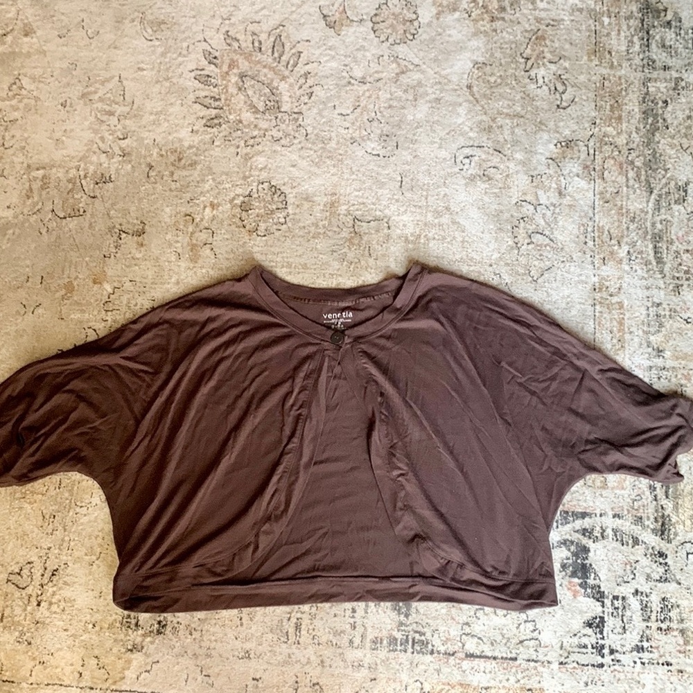 Brown Venezia Bolero Single Button Shrug Cardigan 18/20 A012